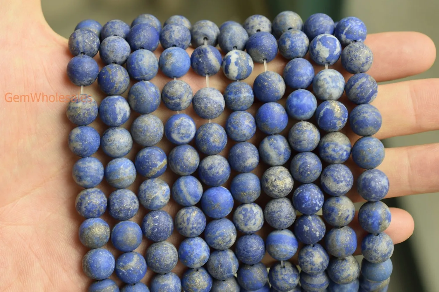 15" 10mm AB Natural genuine matte Lapis lazuli stone round beads