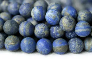 15" 10mm AB Natural genuine matte Lapis lazuli stone round beads