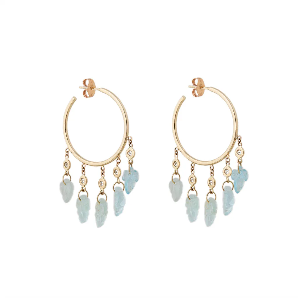 5 DIAMOND AQUAMARINE LEAF SHAKER HOOPS