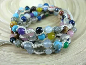 5 Wrap Handmade Color Natural Stone Hemp Bead Macrame Bracelet