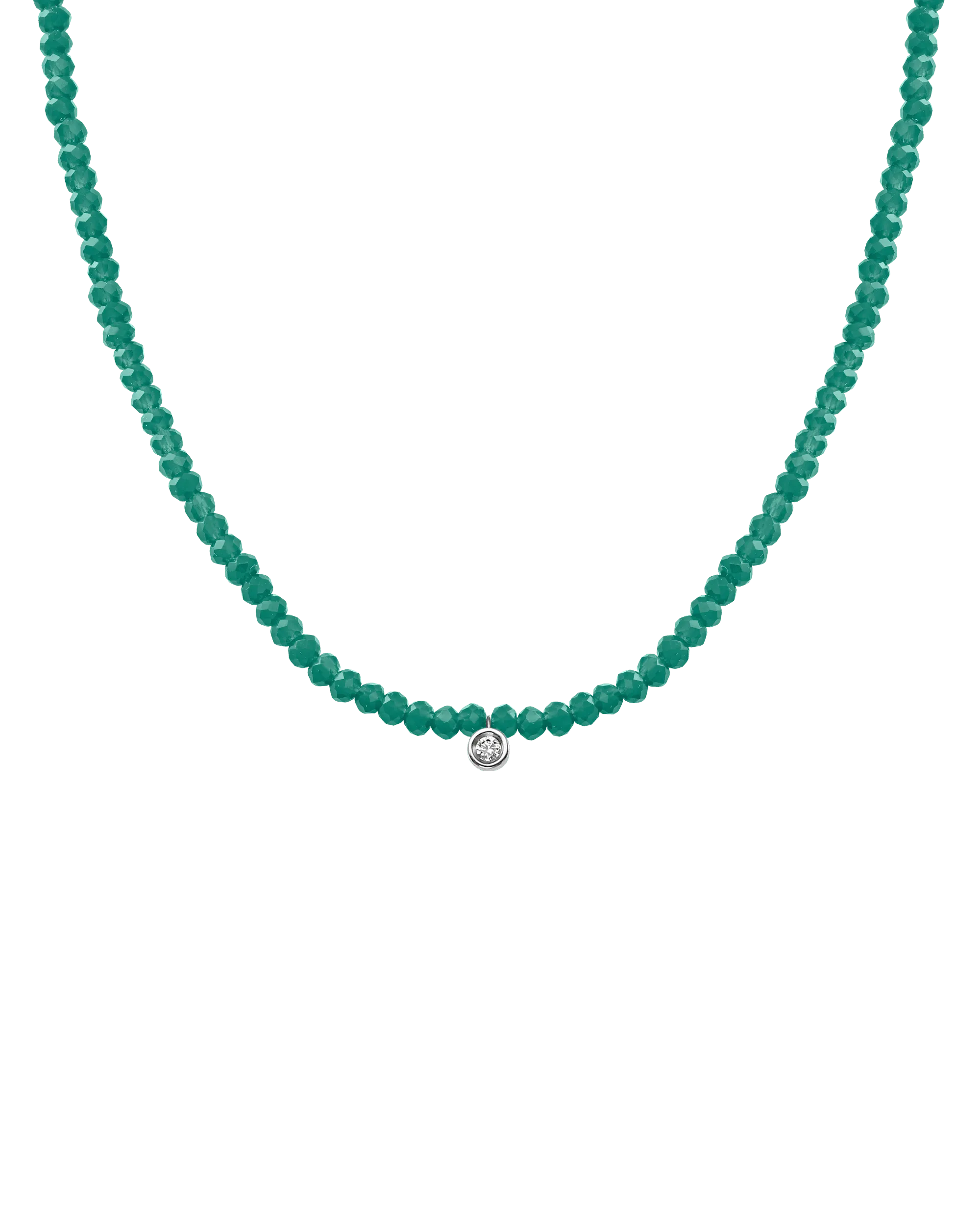 Apatite Gemstone & Diamond Necklace - 14K White Gold