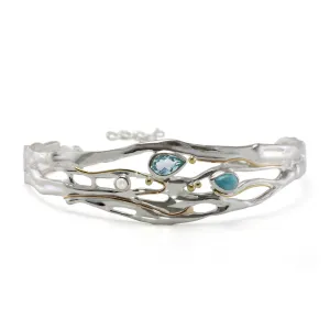 Banyan Larimar, Blue Topaz and Freshwater Pearl Statement Bracelet