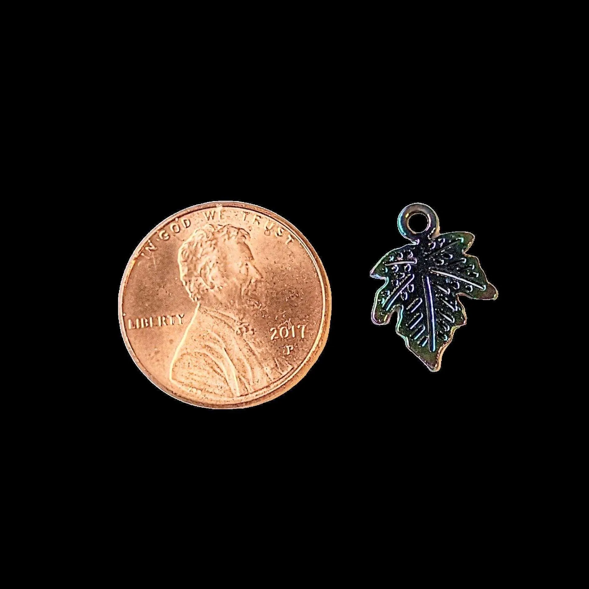 Black Electroplated Maple Leaf Charm