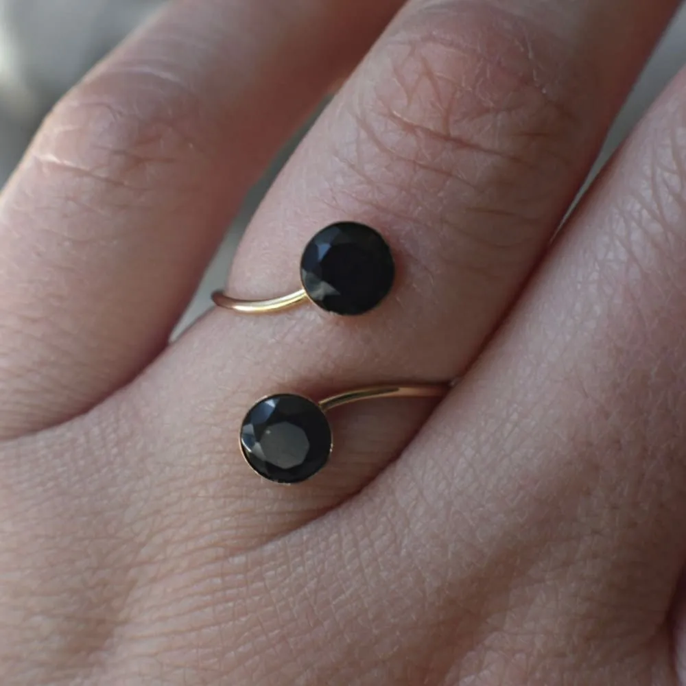 Black Onyx and Onyx Double Stone Ring (small)