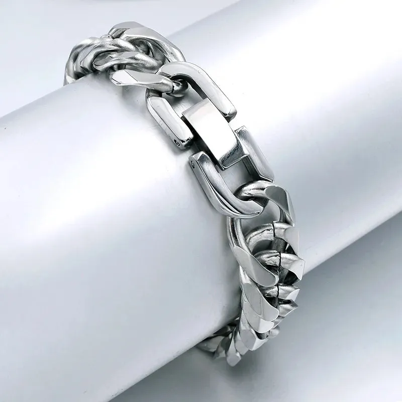 CHIMDOU 21cm 7mm,Women Stainless Steel Chain bracelet for men jewelry fashion 2023 Christmas Gift