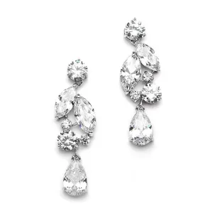 Cubic Zirconia Mosaic Wedding Earrings with Teardrop