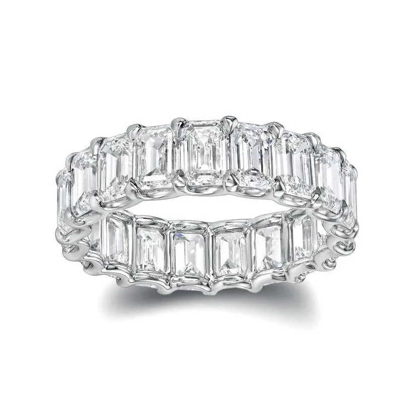 Glamorous Emerald Cut CZ Eternity Band