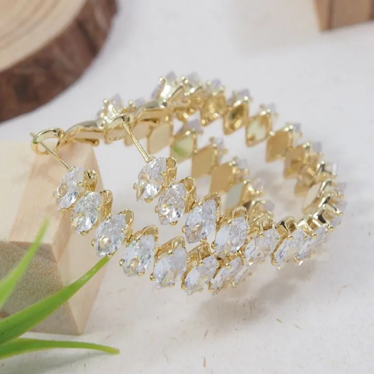 Korean Cubic zirconia Hoops Earring
