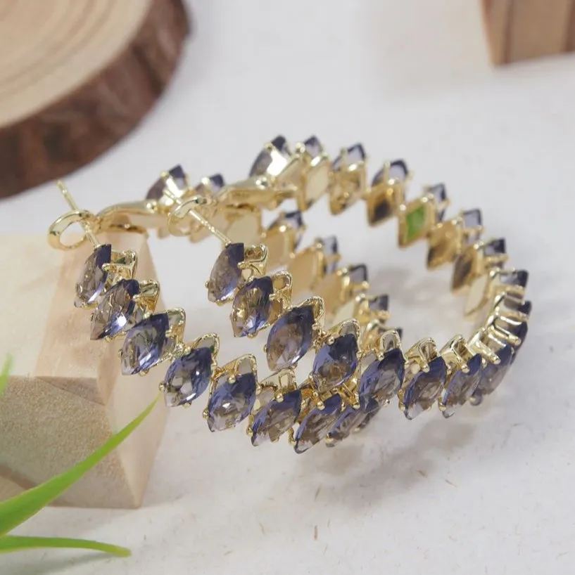 Korean Cubic zirconia Hoops Earring