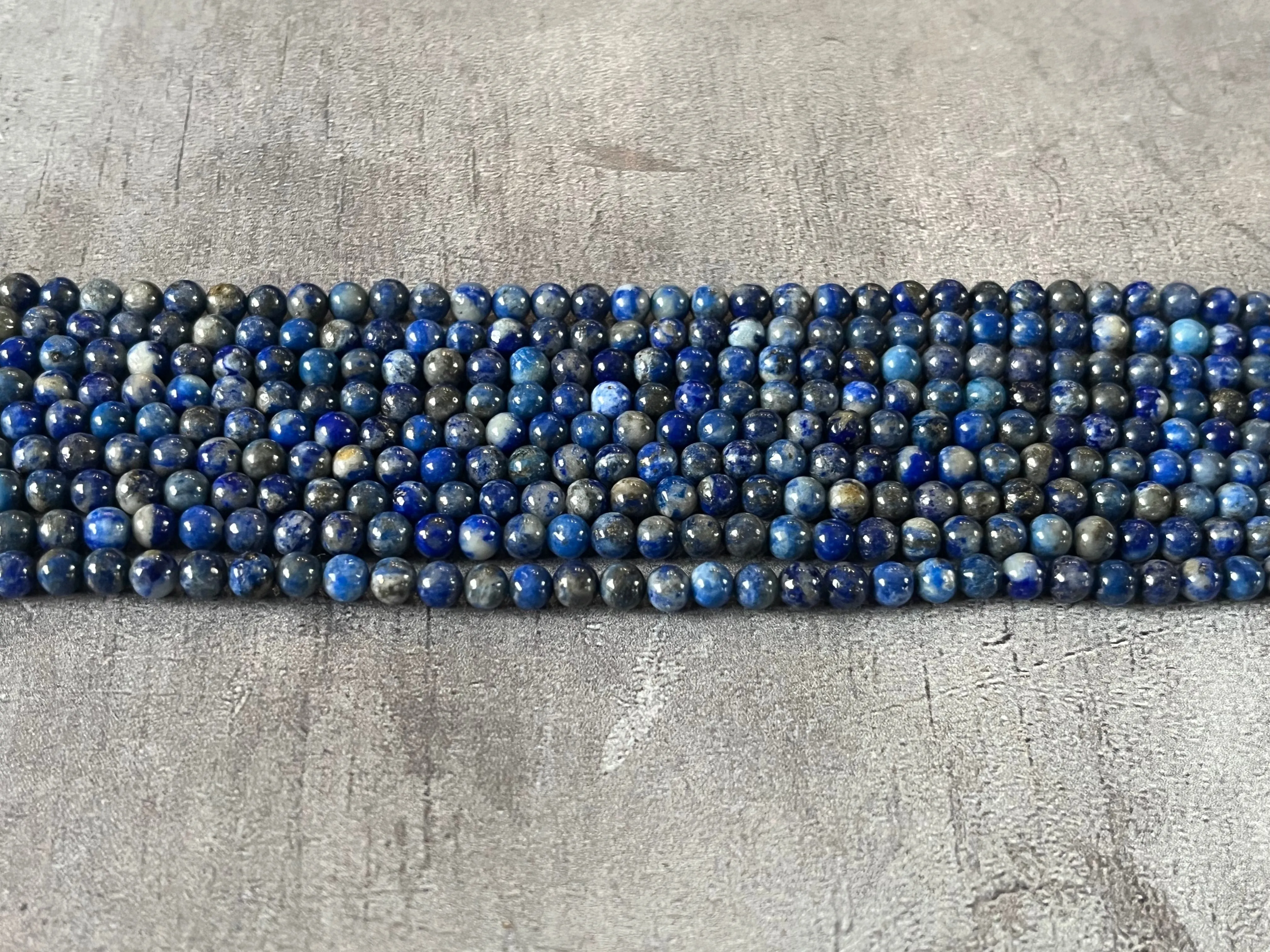 Lapis Lazuli (Natural Colour) | Round Beads | 4mm | A Grade