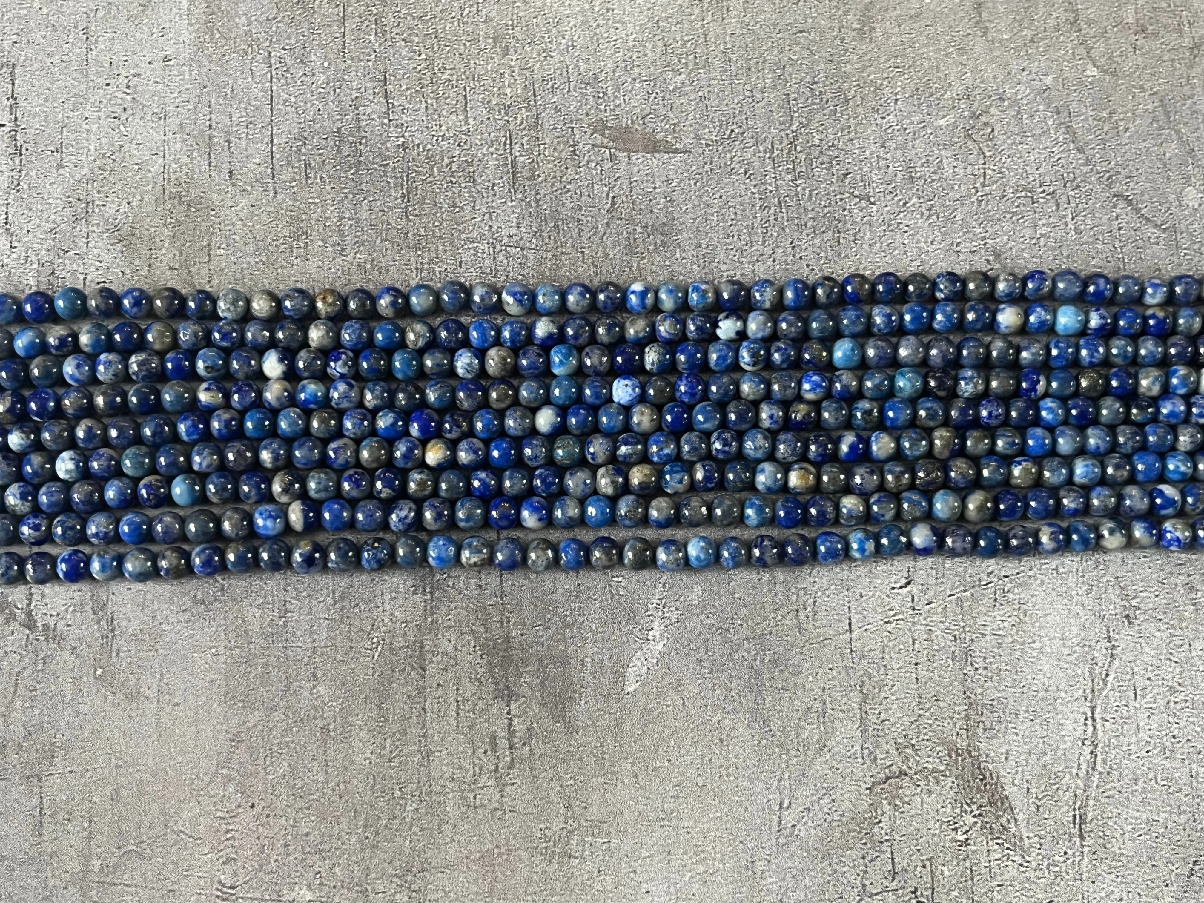 Lapis Lazuli (Natural Colour) | Round Beads | 4mm | A Grade