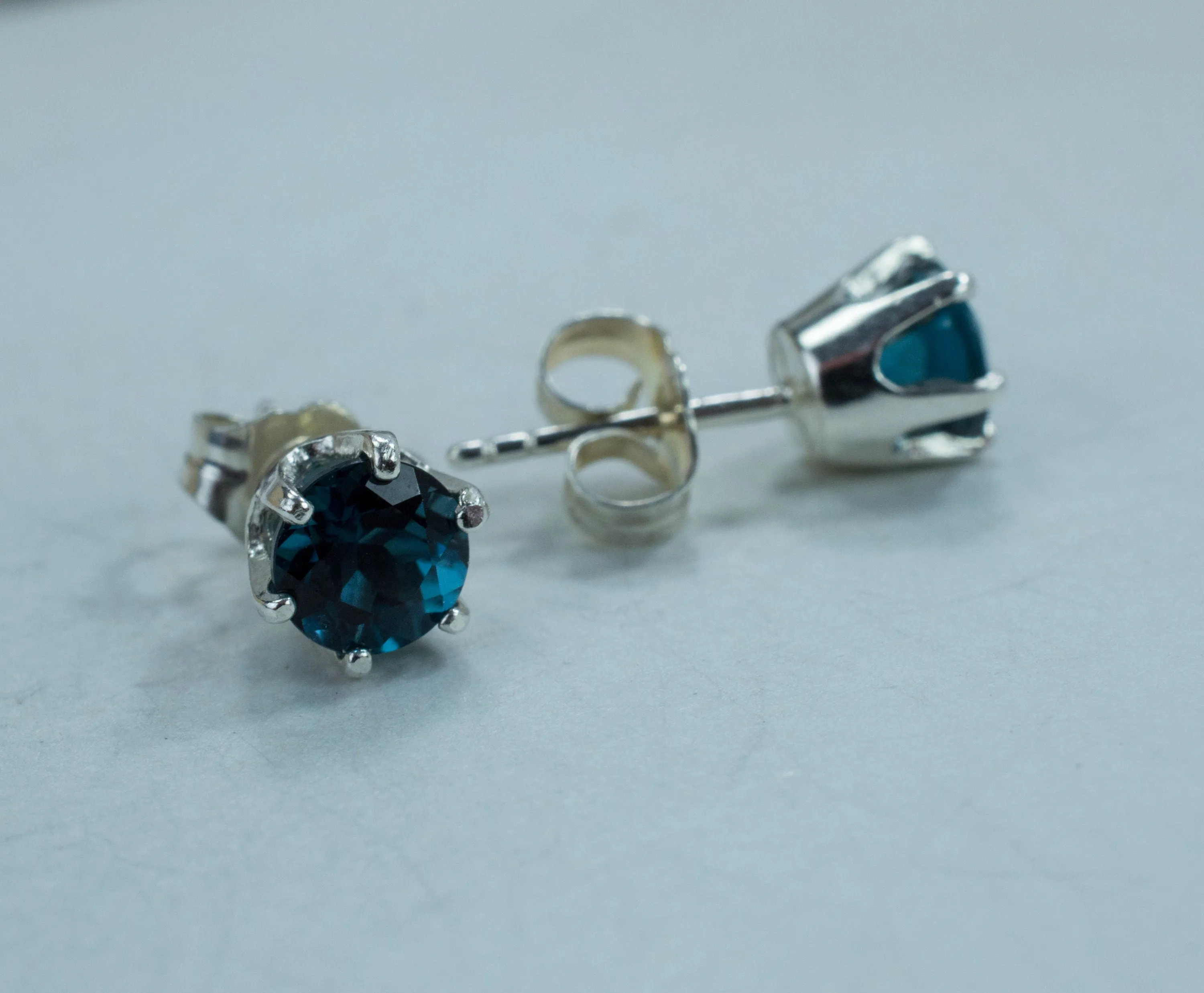 London Blue Topaz Earrings; Genuine Brazilian Topaz; 1.205cts