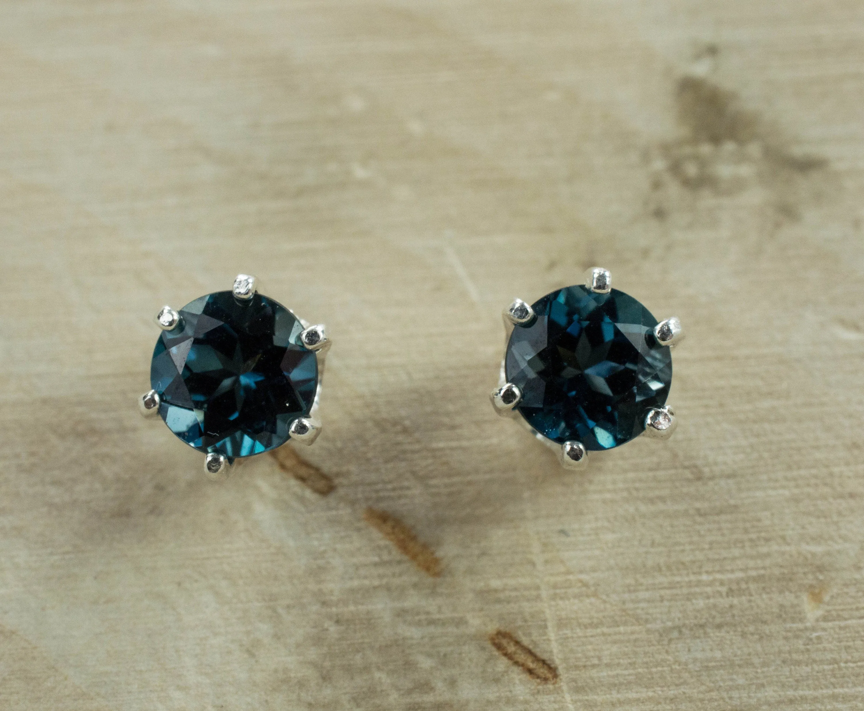 London Blue Topaz Earrings; Genuine Brazilian Topaz; 1.205cts