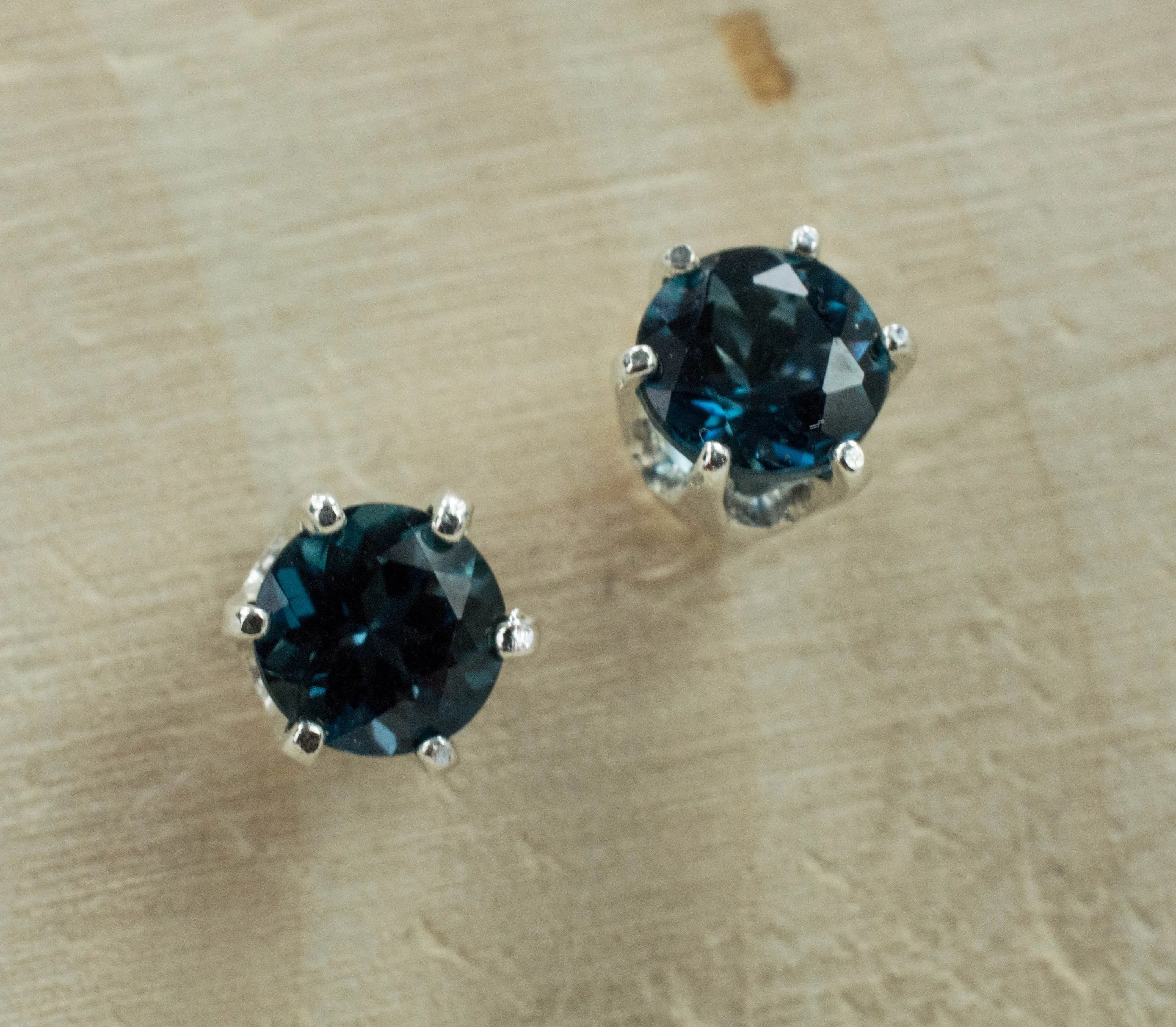 London Blue Topaz Earrings; Genuine Brazilian Topaz; 1.205cts
