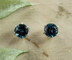 London Blue Topaz Earrings; Genuine Brazilian Topaz; 1.205cts