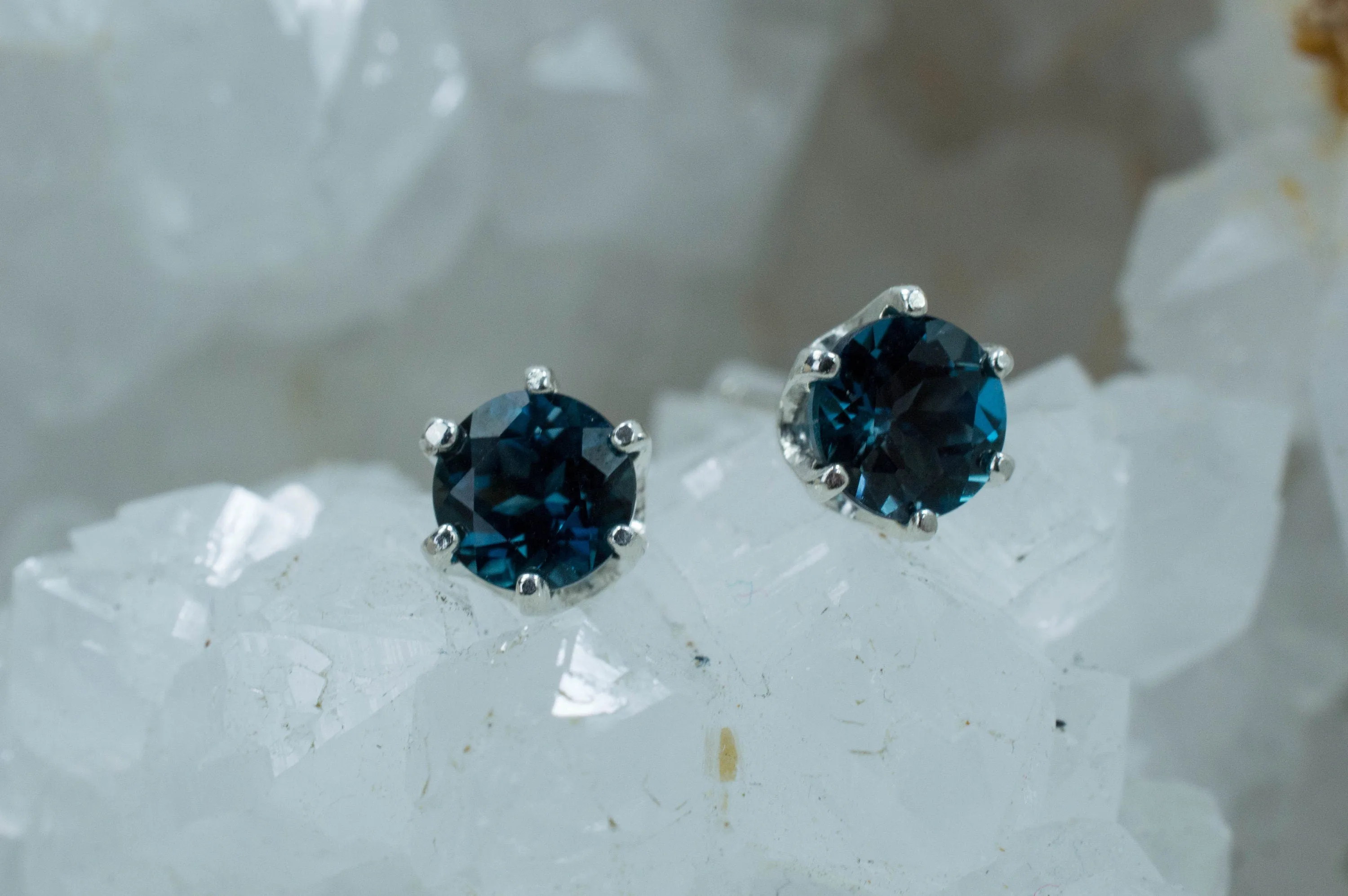 London Blue Topaz Earrings; Genuine Brazilian Topaz; 1.205cts