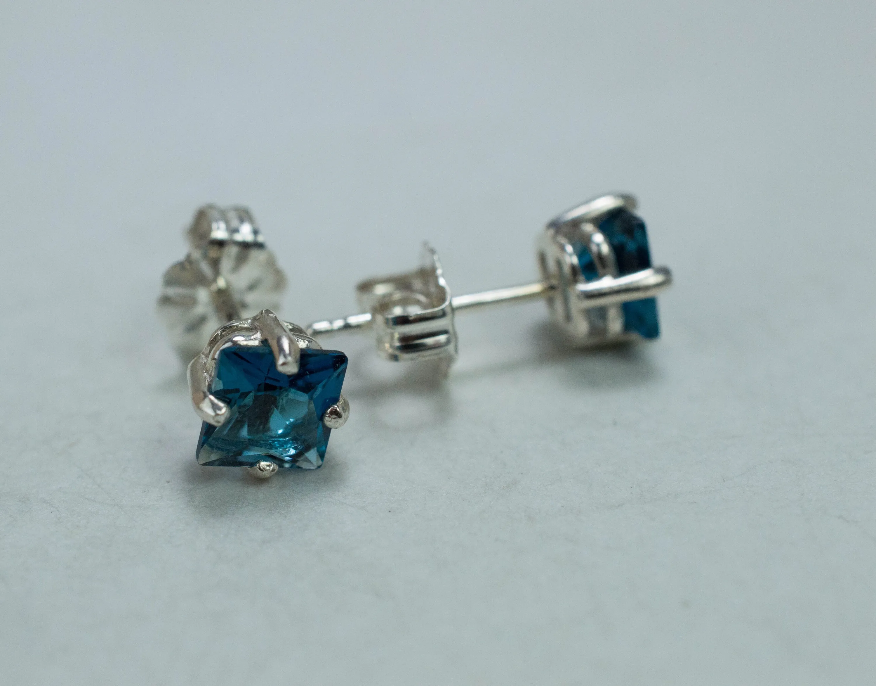 London Blue Topaz Earrings; Genuine Brazilian Topaz; 1.395cts