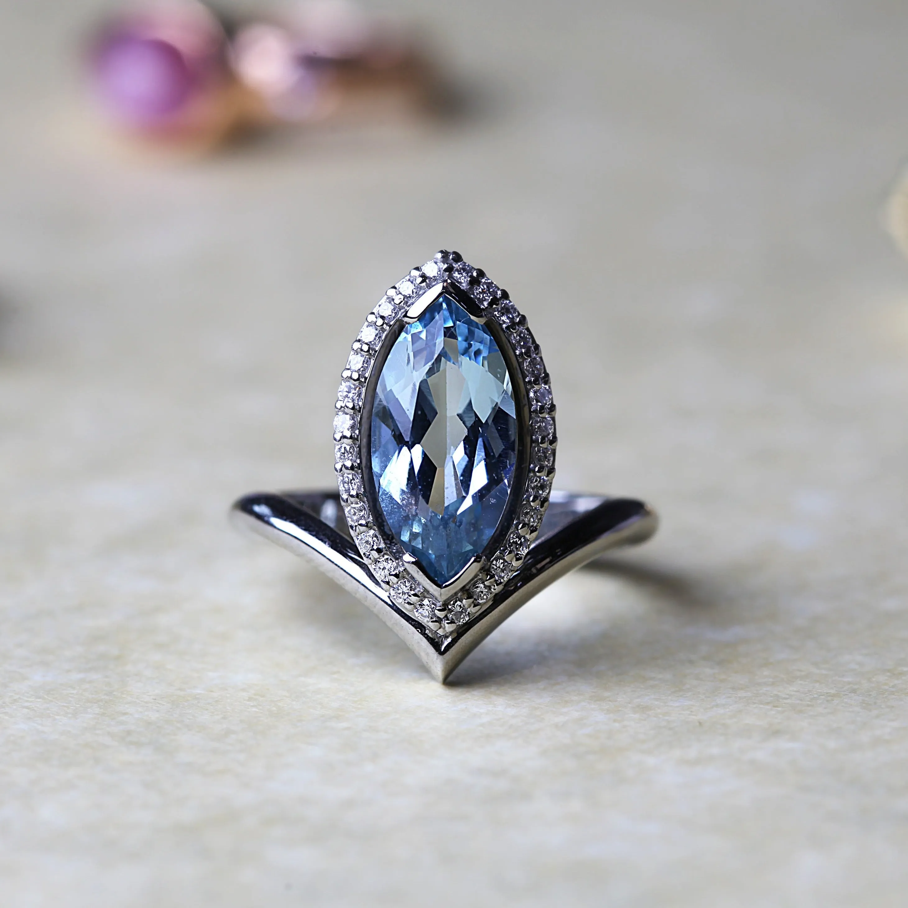 Marquise Aquamarine Ring