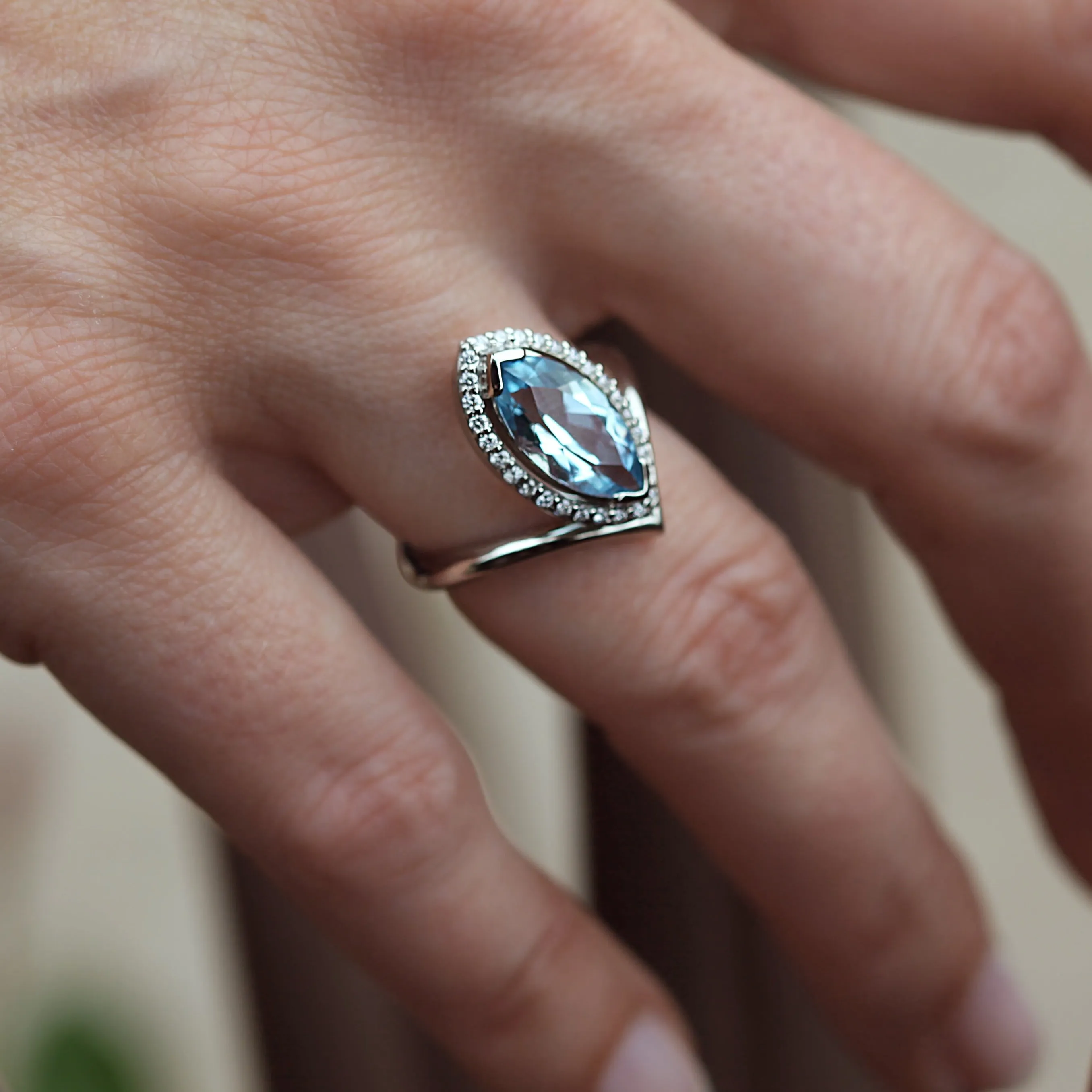Marquise Aquamarine Ring