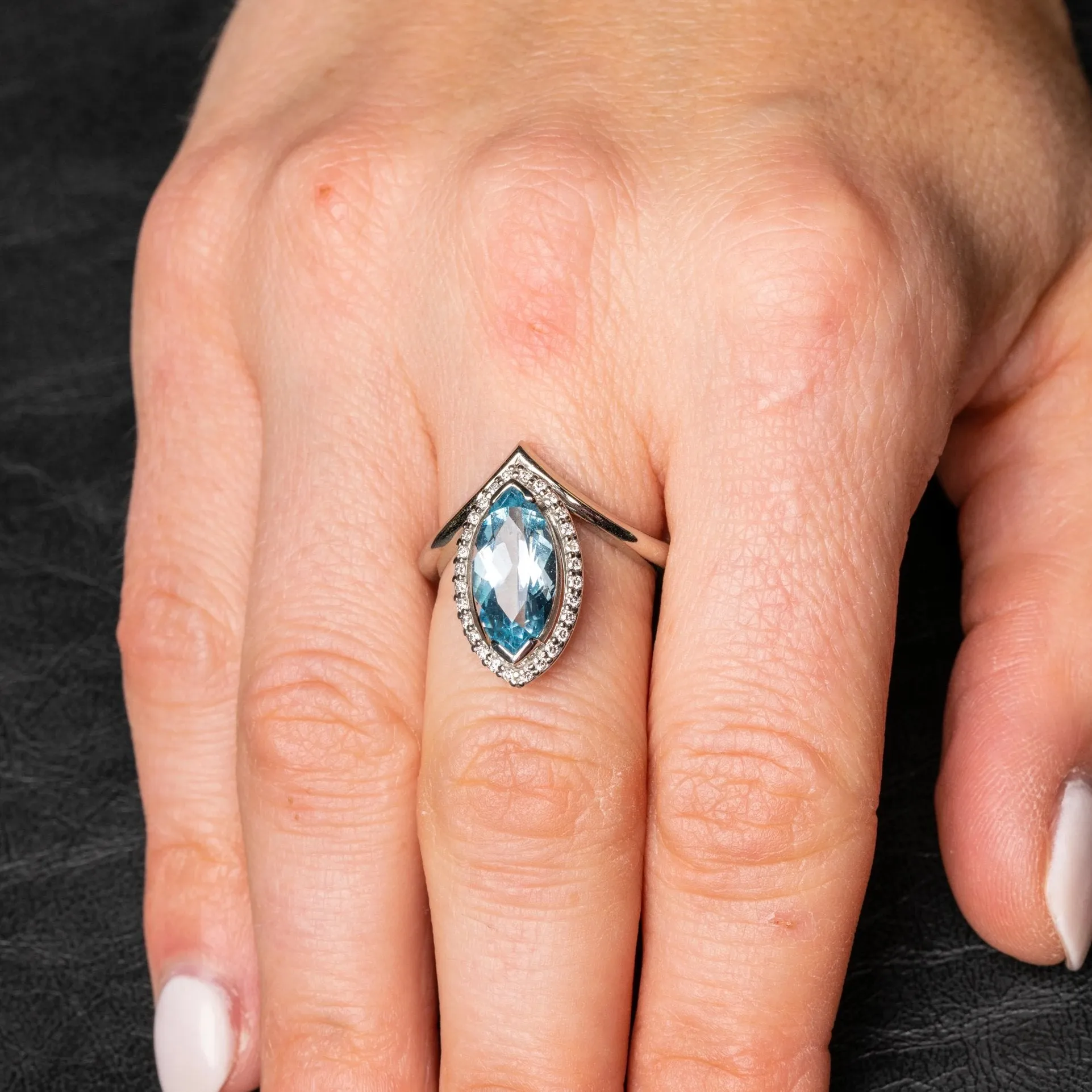 Marquise Aquamarine Ring