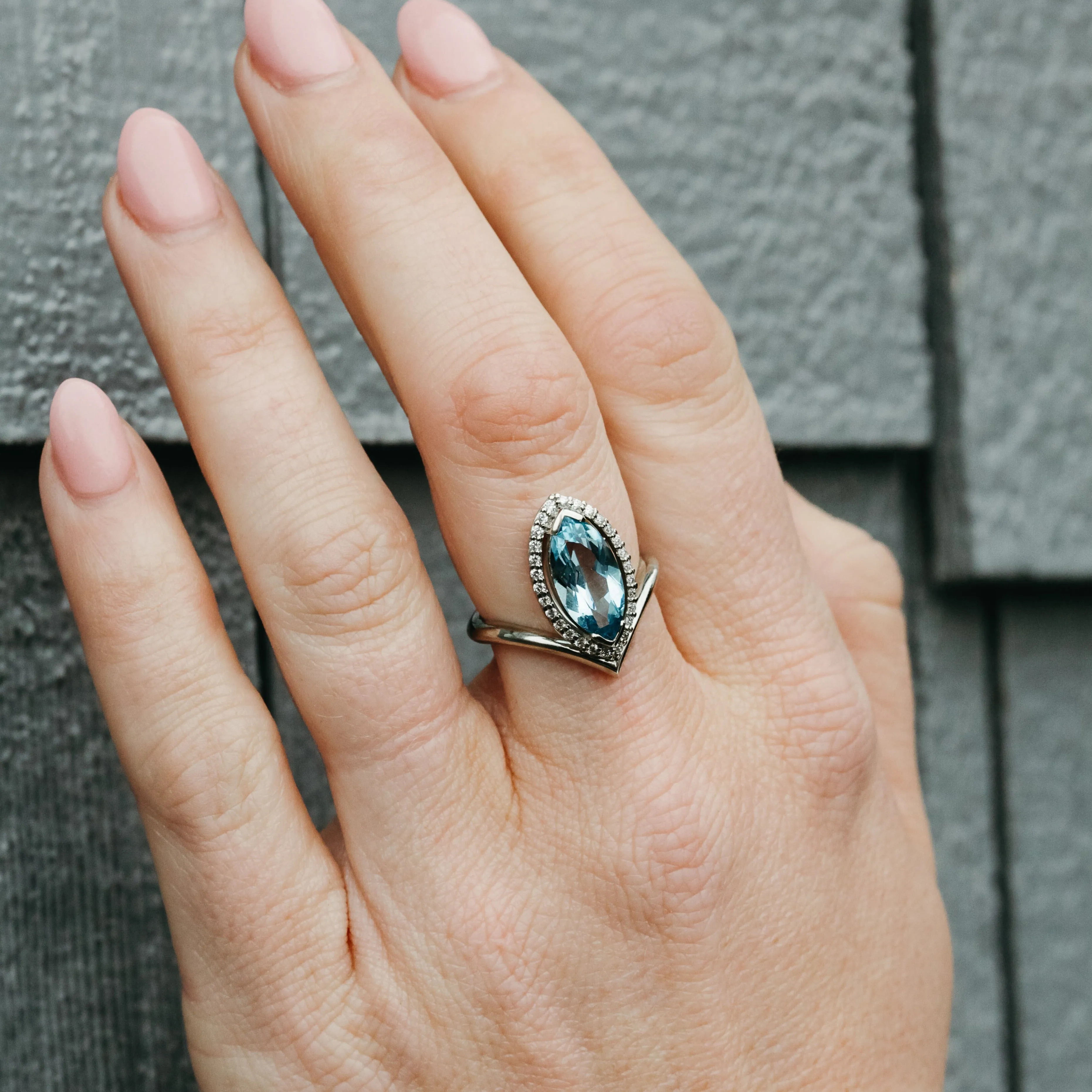 Marquise Aquamarine Ring