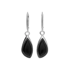 MILENA earrings Silver and Onyx Elegant Drop
