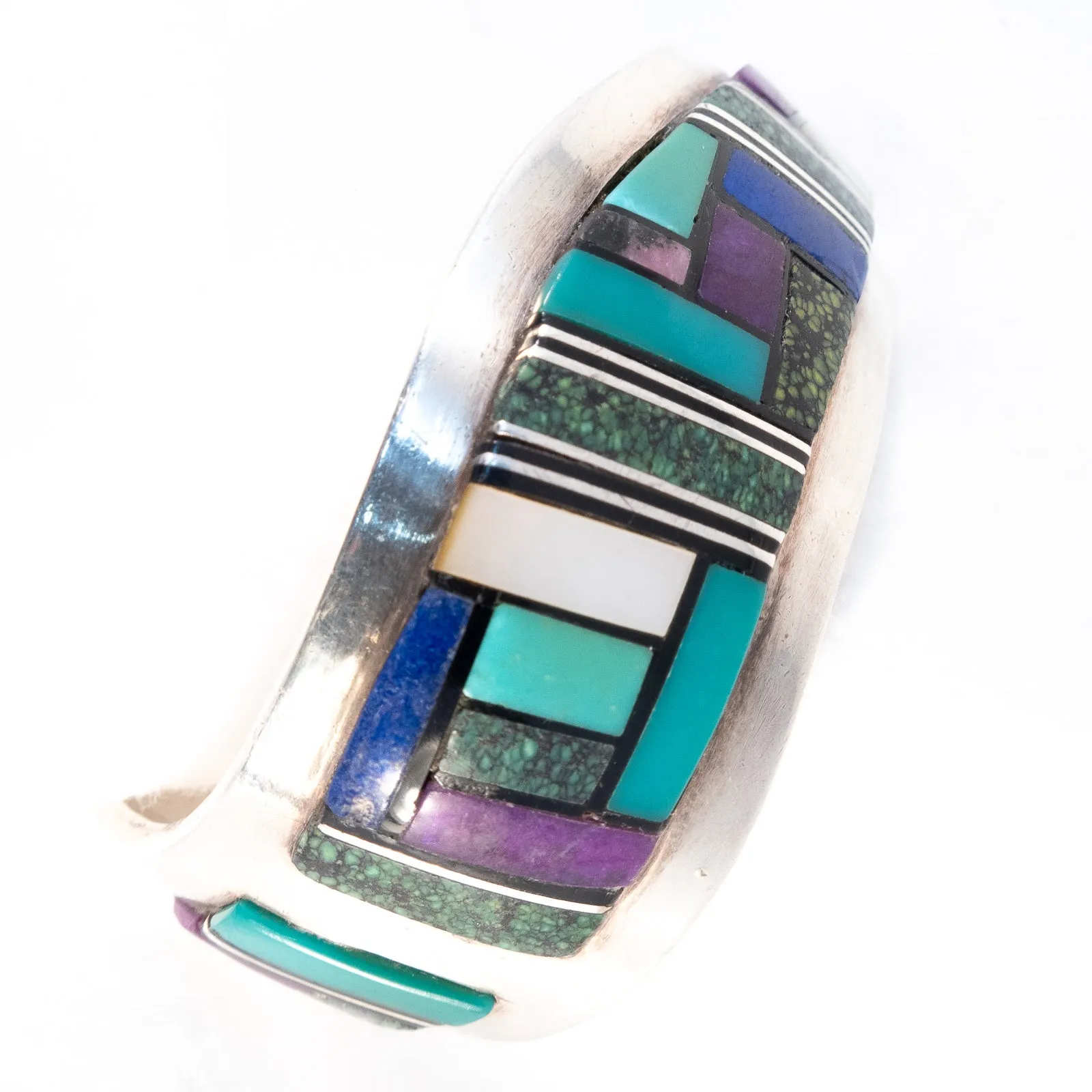 Navajo Inlaid Wavy Cuff Bracelet
