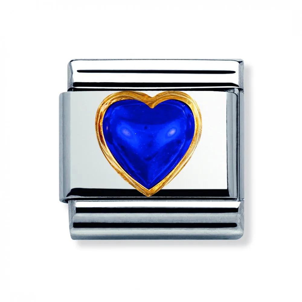 Nomination Composable Gold Blue Lapis Heart Link ~ 030501/09