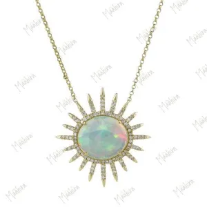 Opal and Diamond Sun Necklace