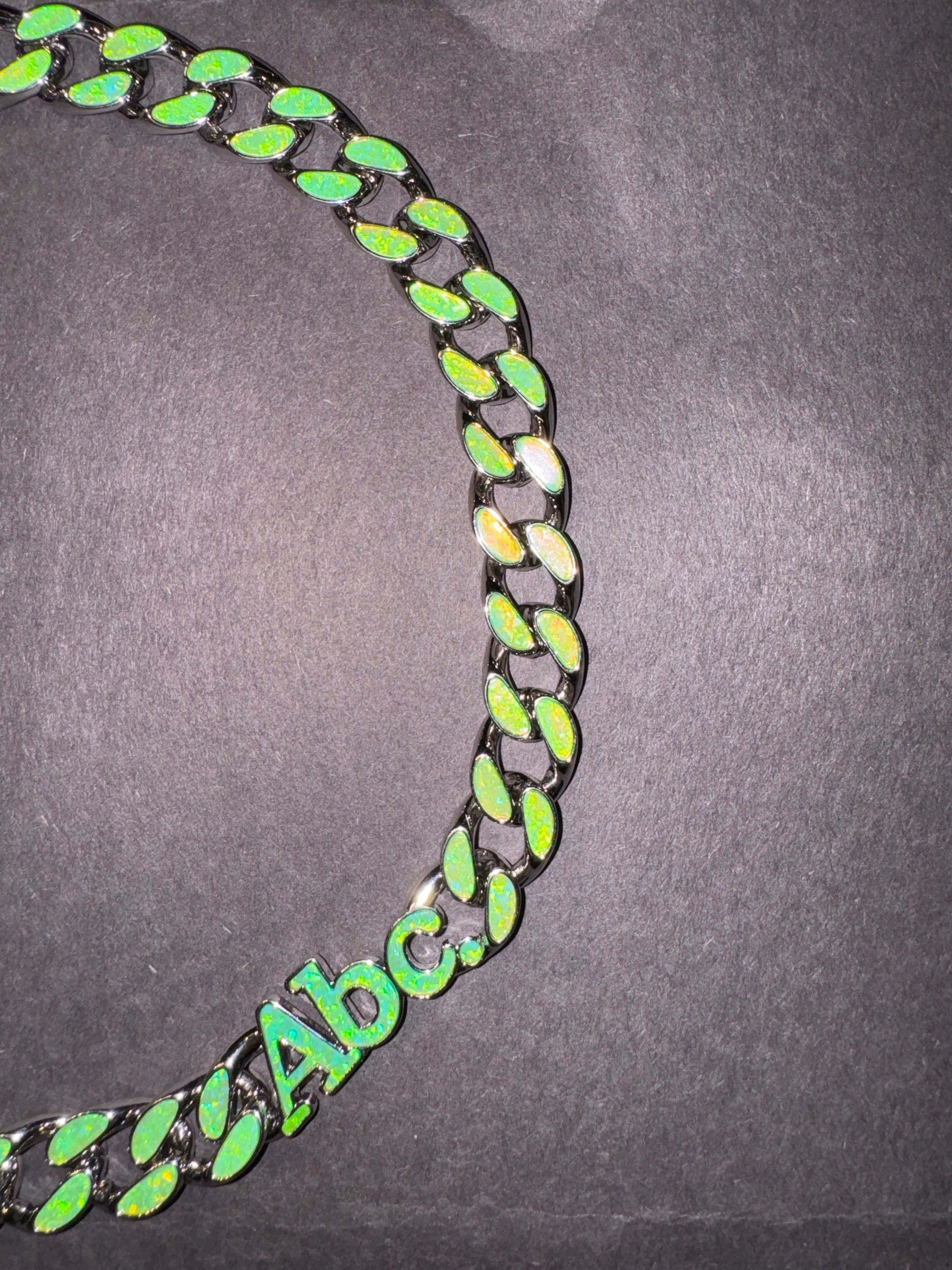 Opal Opal Opal Curb Link Necklace (Spring Bud)