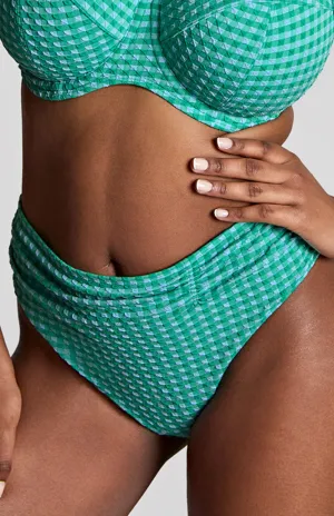 Panache Olivia Midi Gather Bikini Bottoms Green Gingham
