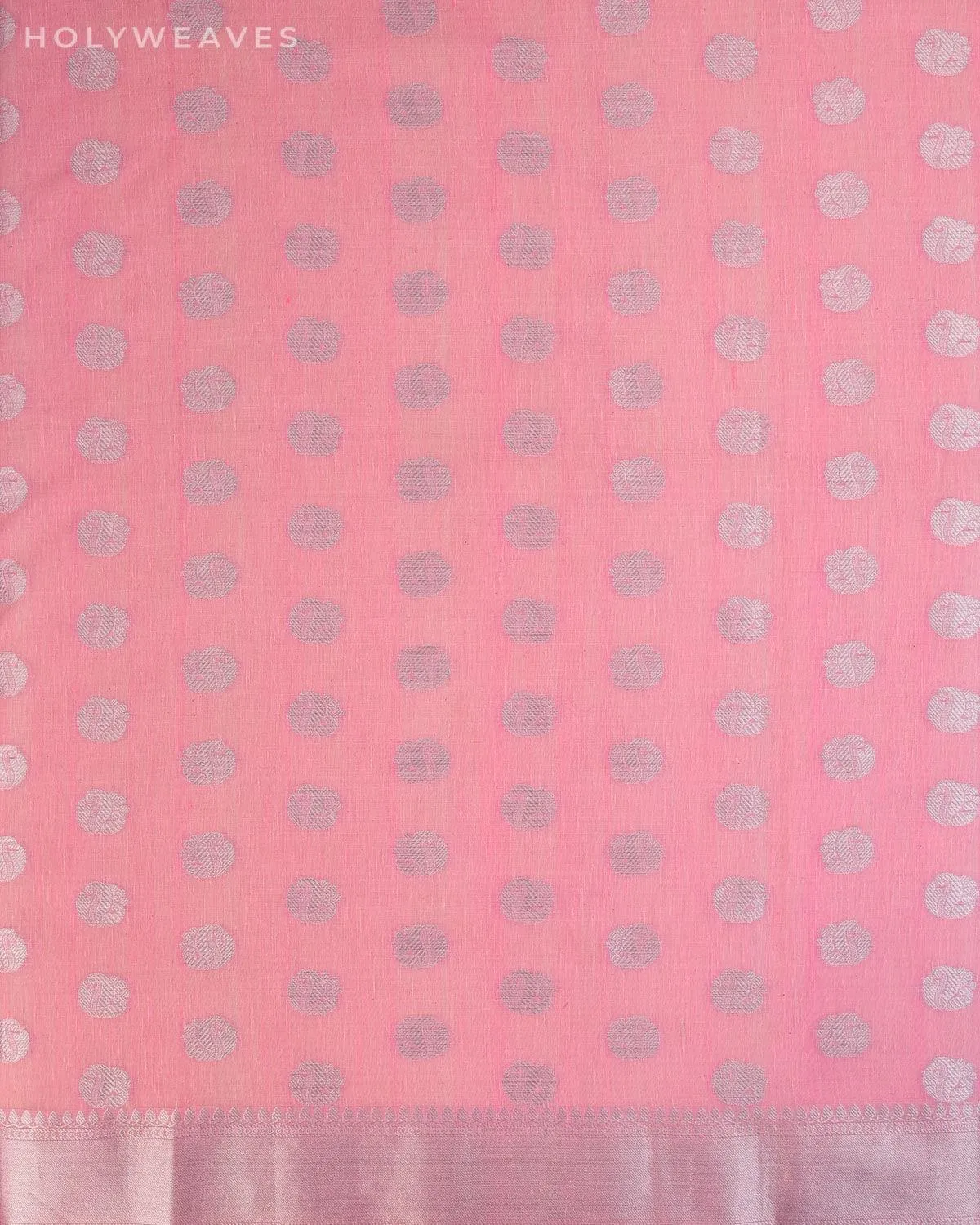 Pastel Pink Banarasi Linen Texture Silver Buti Cutwork Brocade Woven Cotton Silk Saree