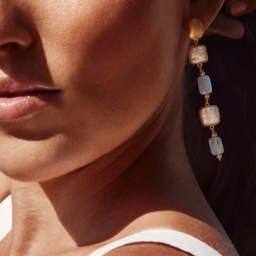 PEARL AQUA COCKTAIL EARRINGS