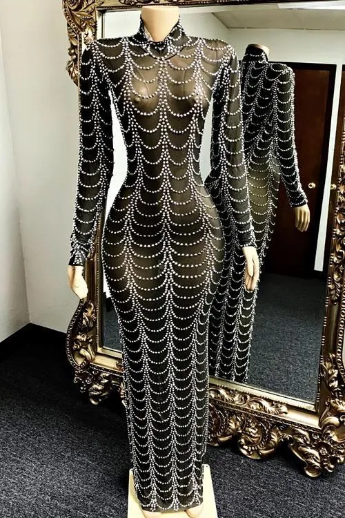 Priscilla Rhinestone Evening Dress (Ready To Ship)