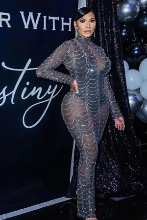 Priscilla Rhinestone Evening Dress (Ready To Ship)