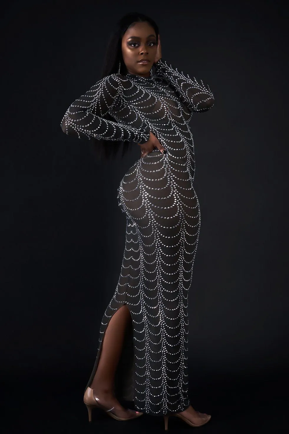 Priscilla Rhinestone Evening Dress (Ready To Ship)