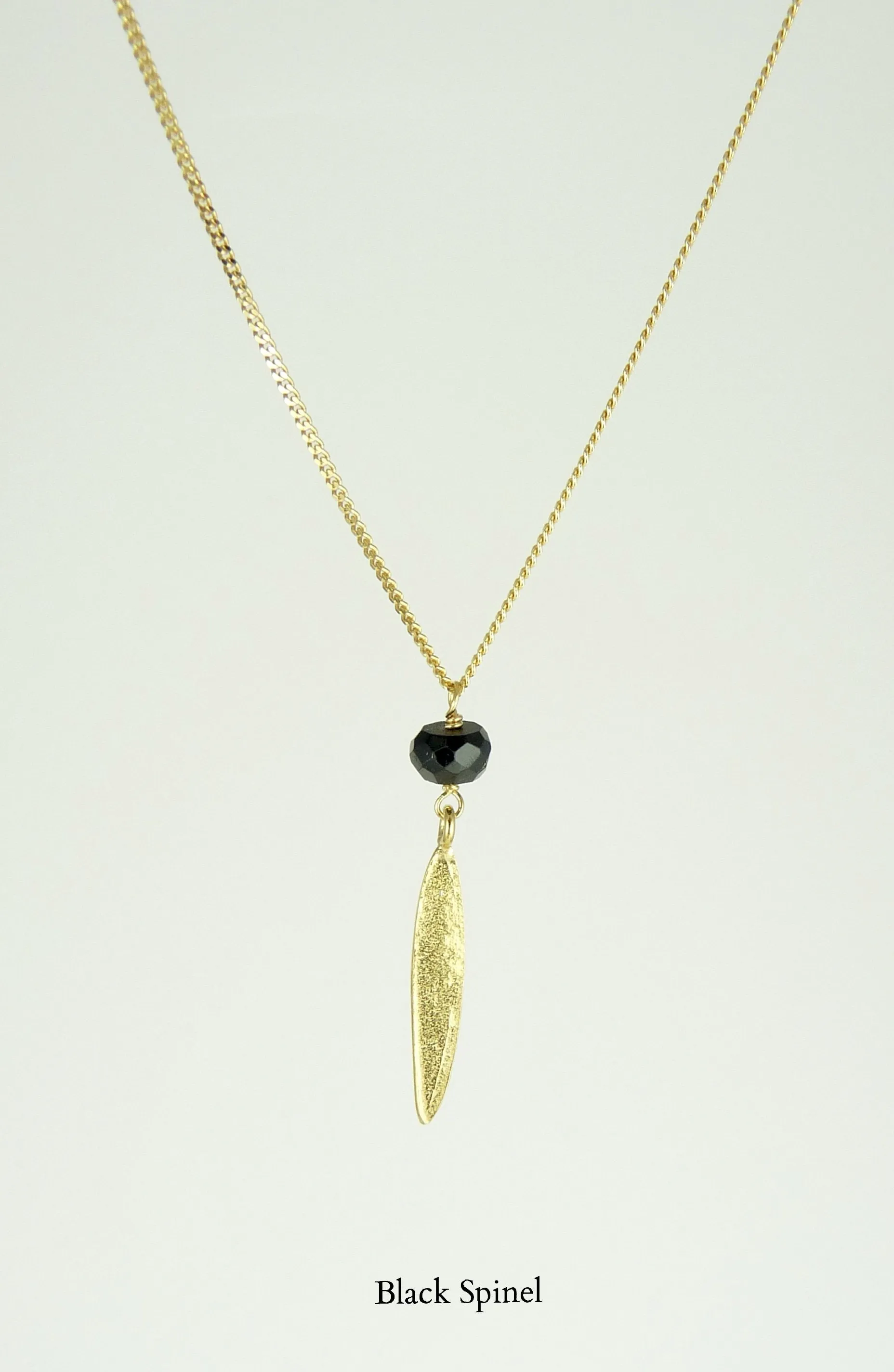 Small Lily Long Leaf Necklace with Gemstone