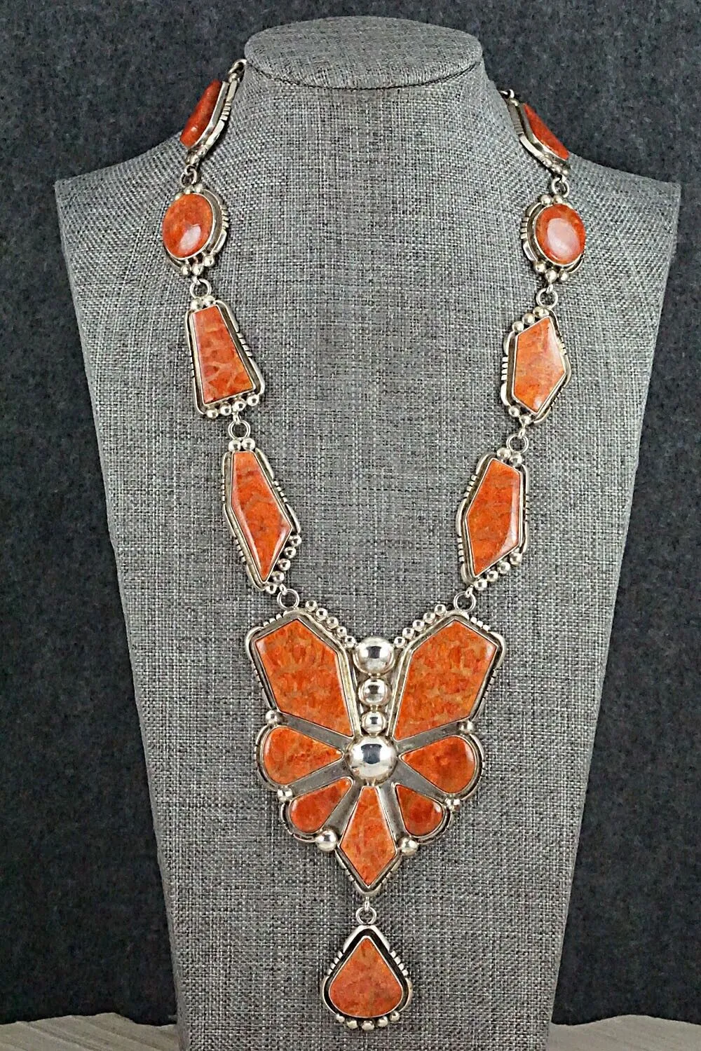Sponge Coral & Sterling Silver Necklace Set - Oliver Smith