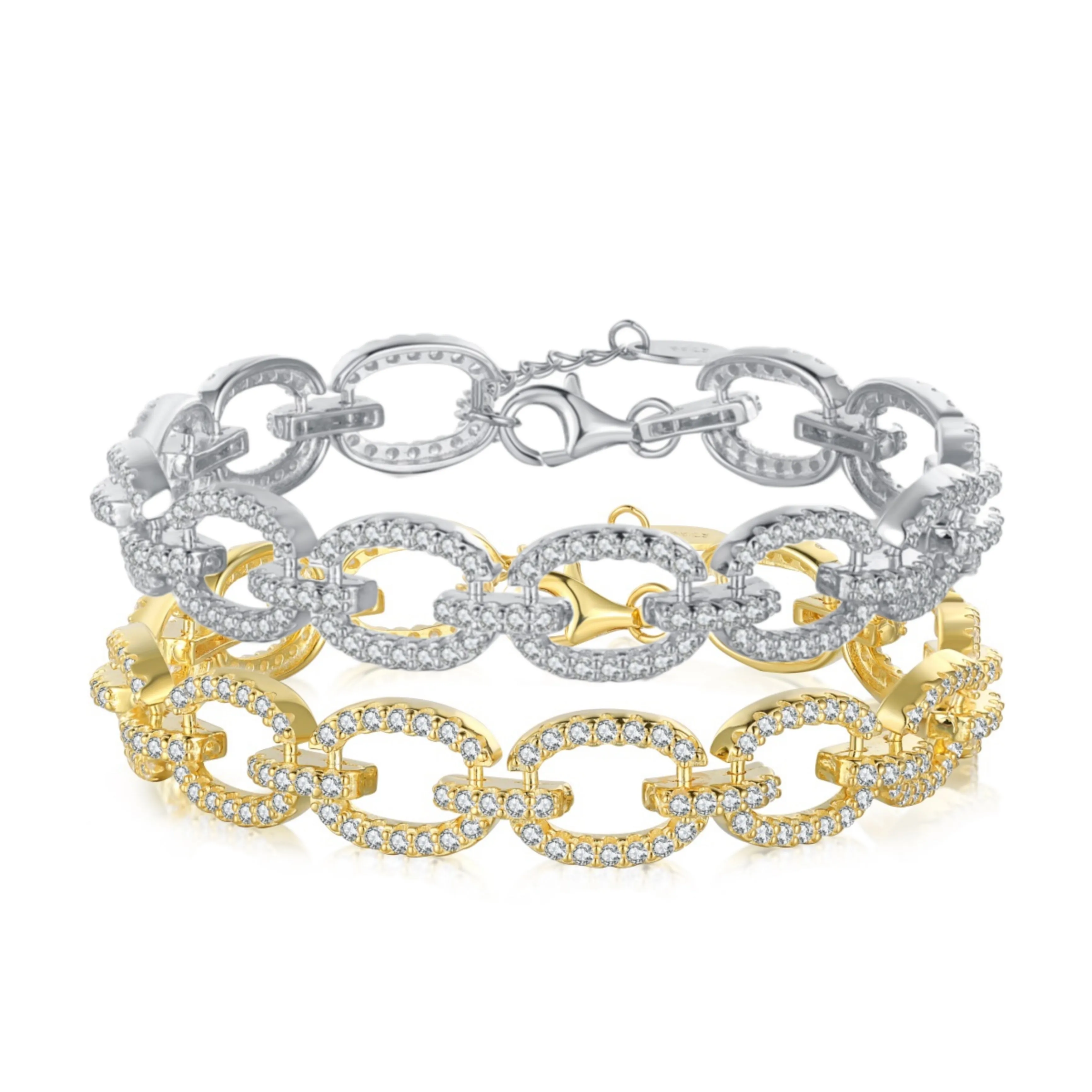 Sterling Silver Micropave Link Bracelet
