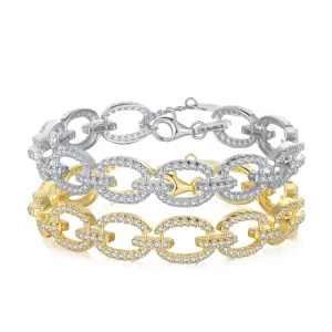 Sterling Silver Micropave Link Bracelet