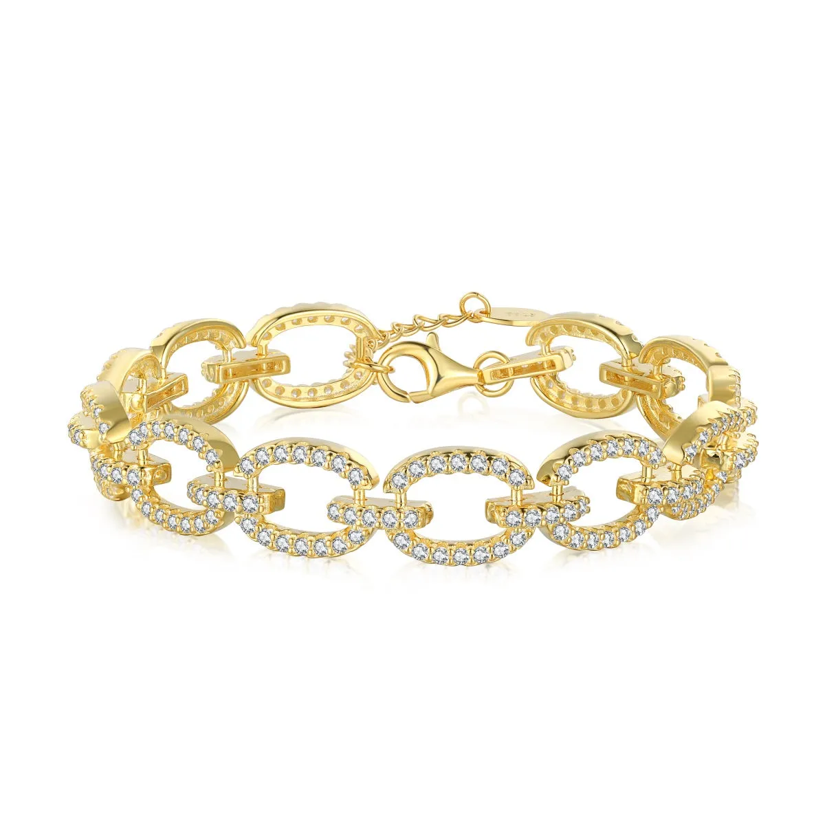 Sterling Silver Micropave Link Bracelet