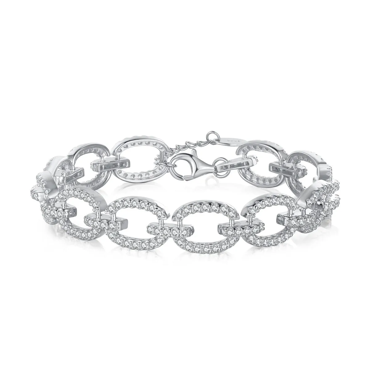 Sterling Silver Micropave Link Bracelet