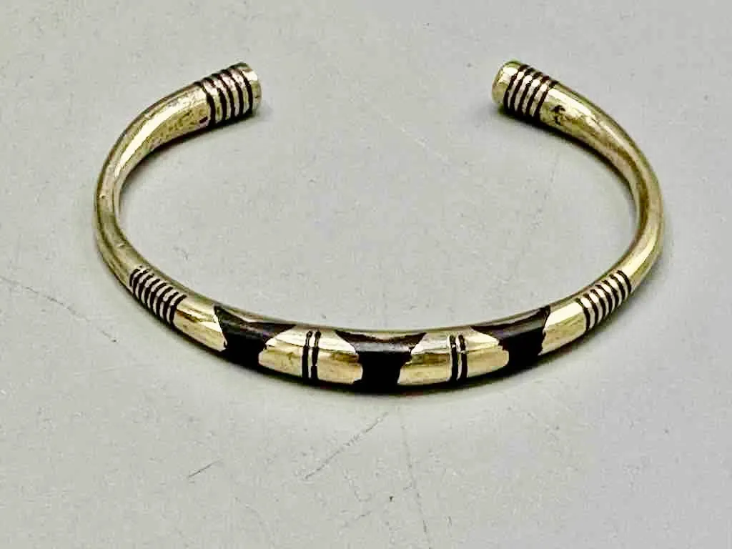 Tuareg Triple Star Multiple Stripe Inlay Coin Silver Bracelet
