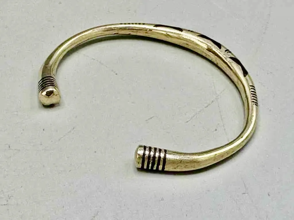 Tuareg Triple Star Multiple Stripe Inlay Coin Silver Bracelet