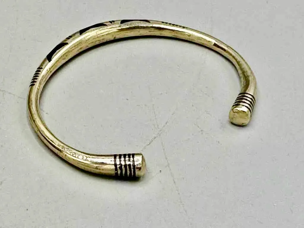 Tuareg Triple Star Multiple Stripe Inlay Coin Silver Bracelet