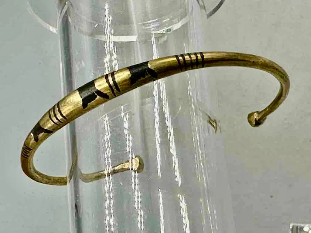 Tuareg Triple Star Several Stripe Inlay Brass Bracelet
