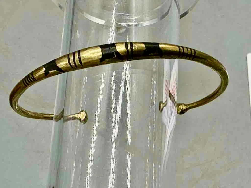 Tuareg Triple Star Several Stripe Inlay Brass Bracelet