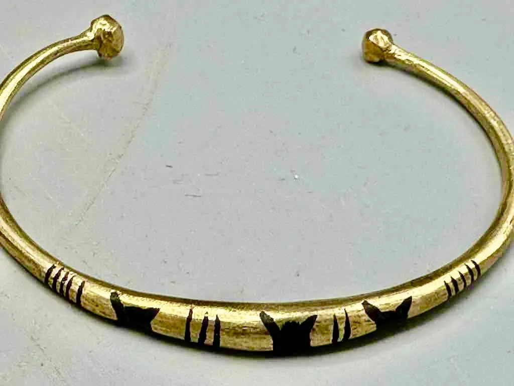 Tuareg Triple Star Several Stripe Inlay Brass Bracelet
