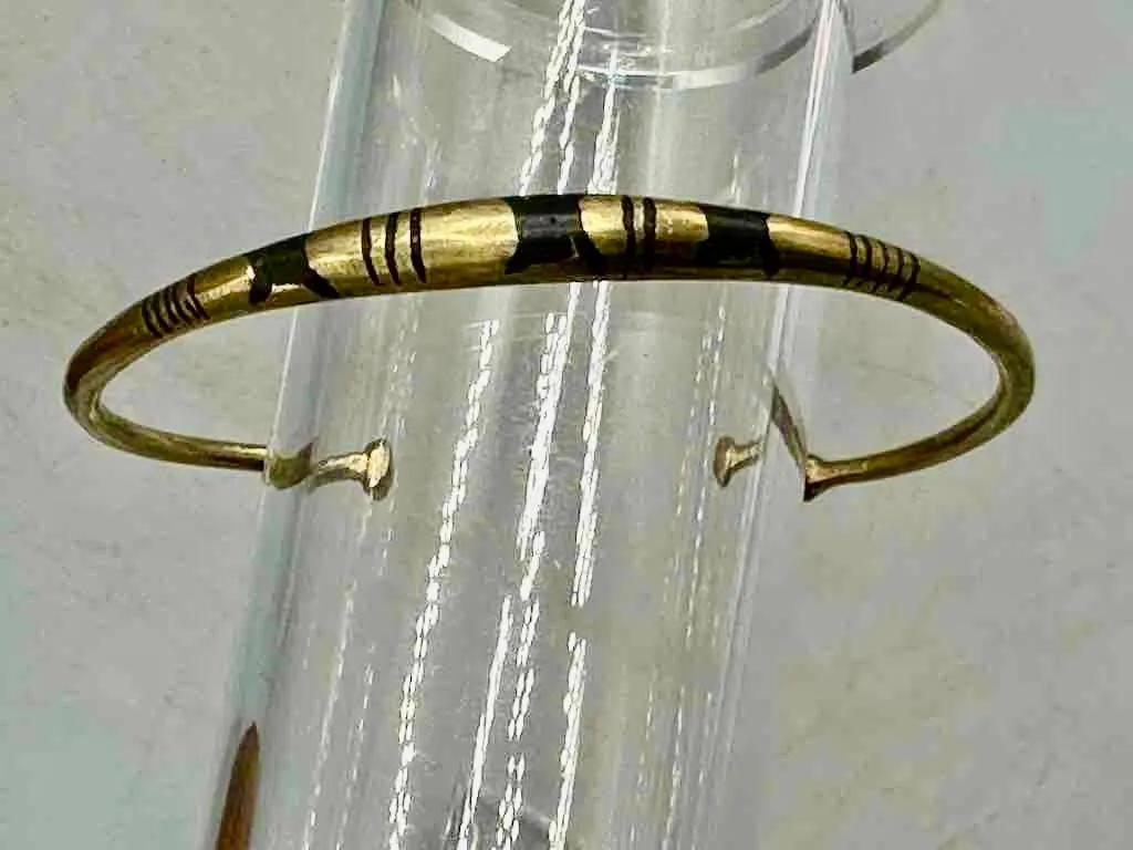 Tuareg Triple Star Several Stripe Inlay Brass Bracelet