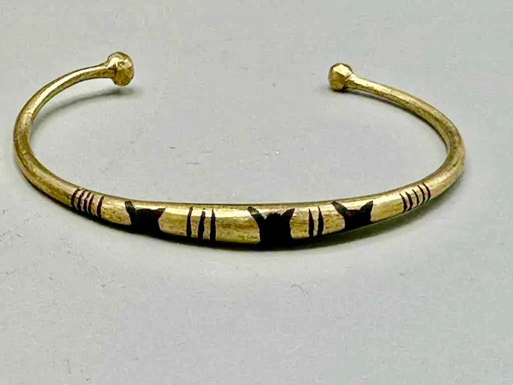 Tuareg Triple Star Several Stripe Inlay Brass Bracelet